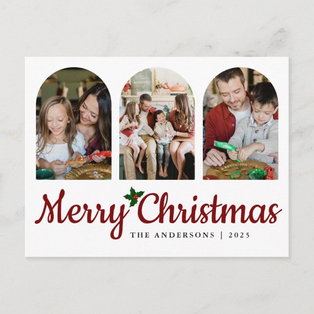 Cartes Pour Fêtes Annuelles Elegant Minimal Christmas | Modern Family 3 Photo  (Devant)