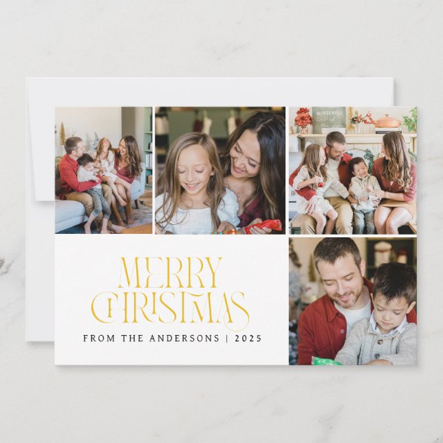 Cartes Pour Fêtes Annuelles Elegant Minimal Christmas | Modern Family 4 Photo  (Devant)
