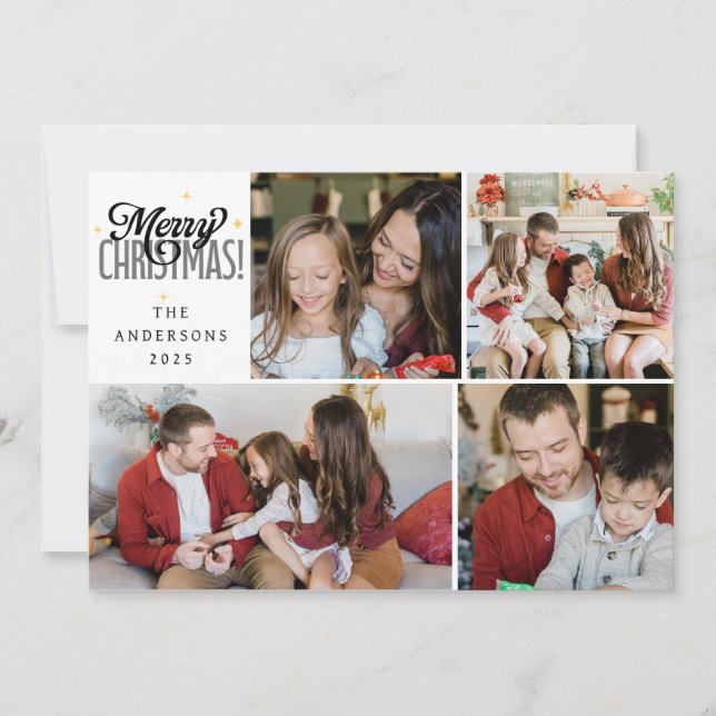 Cartes Pour Fêtes Annuelles Elegant Minimal Christmas | Modern Family 4 Photo  (Devant)