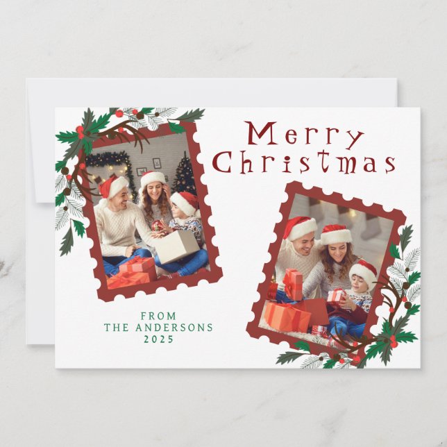 Cartes Pour Fêtes Annuelles Elegant Minimal Christmas | Modern Family Photo (Devant)