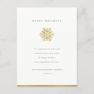 Cartes Pour Fêtes Annuelles Élégant minimal de flocon de neige doré Joyeux Noë