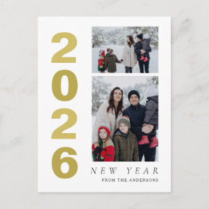 Cartes Pour Fêtes Annuelles Élégant minimal Joyeux Nouvel An Famille 2 Photo