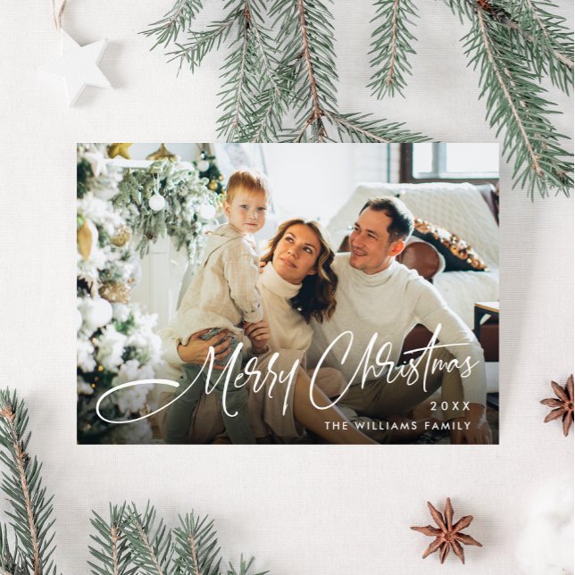 Cartes Pour Fêtes Annuelles Élégant minimal Noël Salutation photo Code QR (Créateur téléchargé)