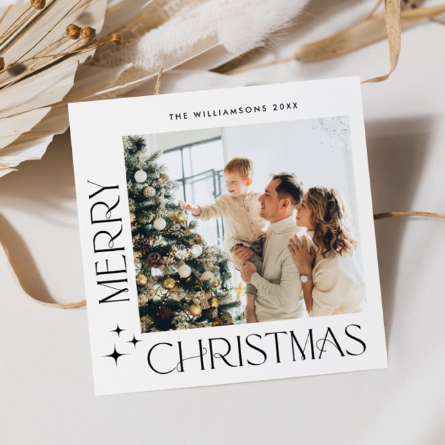 Cartes Pour Fêtes Annuelles Élégant minimal Noël Salutation photo Code QR (Créateur téléchargé)