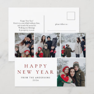 Cartes Pour Fêtes Annuelles Élégant minimal Nouvel An Cheers Famille 4 Photo