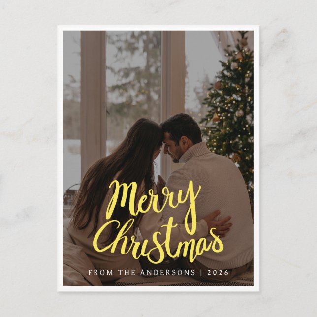 Cartes Pour Fêtes Annuelles Elegant Minimalist Christmas | Modern Family Photo (Devant)