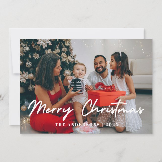 Cartes Pour Fêtes Annuelles Elegant Minimalist Christmas | Modern Family Photo (Devant)
