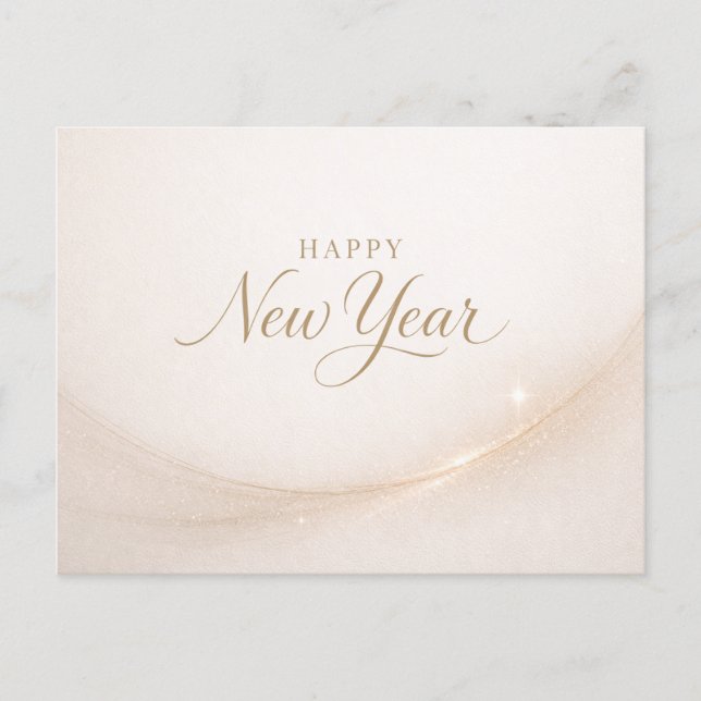 Cartes Pour Fêtes Annuelles Elegant Minimalist Gold Script Happy New Year (Devant)
