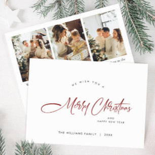 Cartes Pour Fêtes Annuelles Élégant minimaliste 3 photo voeux de Noël