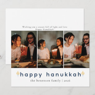 Cartes Pour Fêtes Annuelles Élégant minimaliste Happy Hanoukka Family 3 Photo