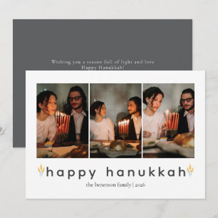 Cartes Pour Fêtes Annuelles Élégant minimaliste Happy Hanoukka Family 3 Photo