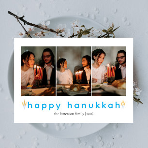 Cartes Pour Fêtes Annuelles Élégant minimaliste Happy Hanoukka Family 3 Photo