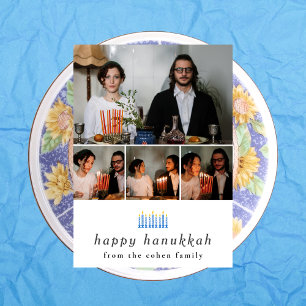 Cartes Pour Fêtes Annuelles Élégant minimaliste Happy Hanoukka Family 4 Photo