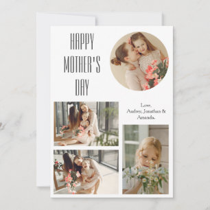 Cartes Pour Fêtes Annuelles Élégant Minimaliste Multi Photo Fête des Mères