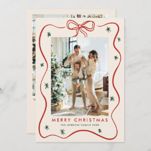 Cartes Pour Fêtes Annuelles Élégant minimaliste Noël Bow Ribbon 5 Photo