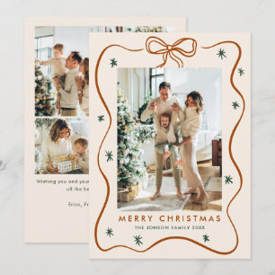 Cartes Pour Fêtes Annuelles Élégant minimaliste Noël Bow Ribbon 5 Photo