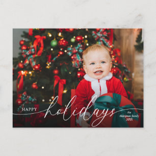 Cartes Pour Fêtes Annuelles Élégant minimaliste photo de script rouge