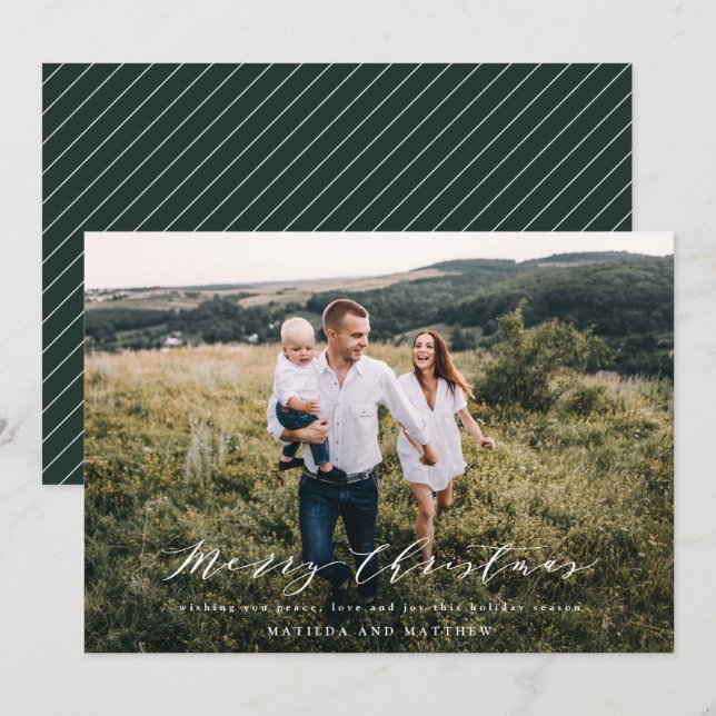 Cartes Pour Fêtes Annuelles Élégant minimum de photo Noël scénario férié (Devant / Derrière)