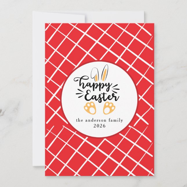 Cartes Pour Fêtes Annuelles Elegant Modern Bunny Patterns Happy Easter Photo (Devant)