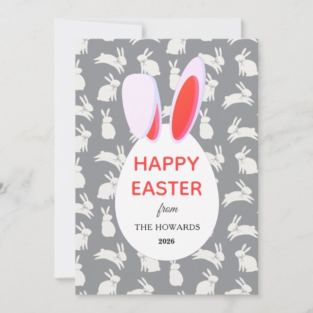 Cartes Pour Fêtes Annuelles Elegant Modern Bunny Patterns Happy Easter Photo (Devant)