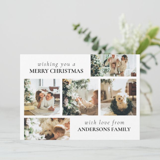 Cartes Pour Fêtes Annuelles Elegant Modern Family Photo Collage Christmas Card (Debout devant)