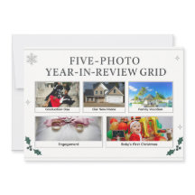 Elegant Modern Five Photo Year in Review Grid