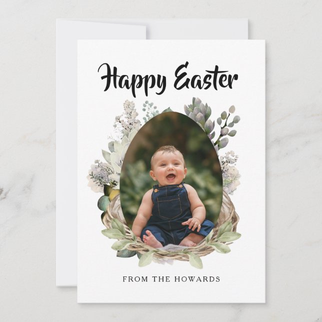 Cartes Pour Fêtes Annuelles Elegant Modern Floral Easter | Happy Easter Photo (Devant)