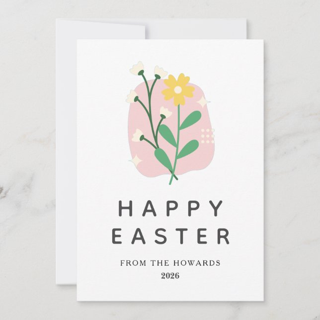 Cartes Pour Fêtes Annuelles Elegant Modern Floral Easter | Happy Easter Photo (Devant)