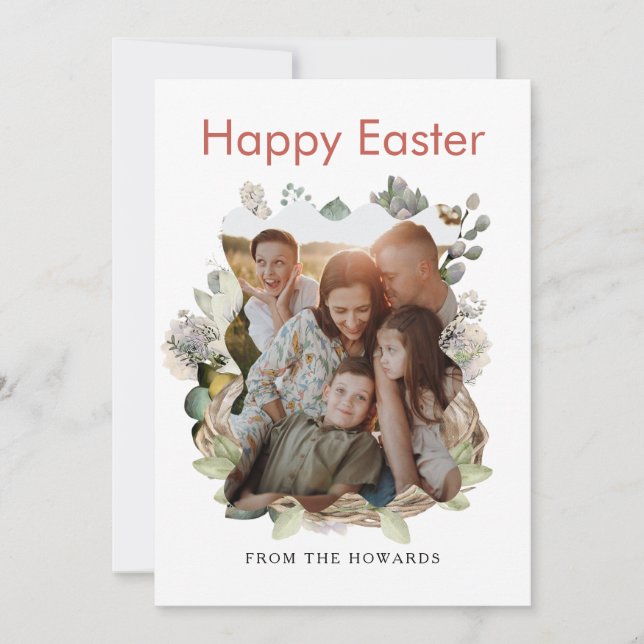 Cartes Pour Fêtes Annuelles Elegant Modern Floral Easter | Happy Easter Photo (Devant)