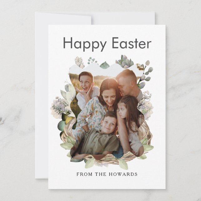 Cartes Pour Fêtes Annuelles Elegant Modern Floral Easter | Happy Easter Photo (Devant)