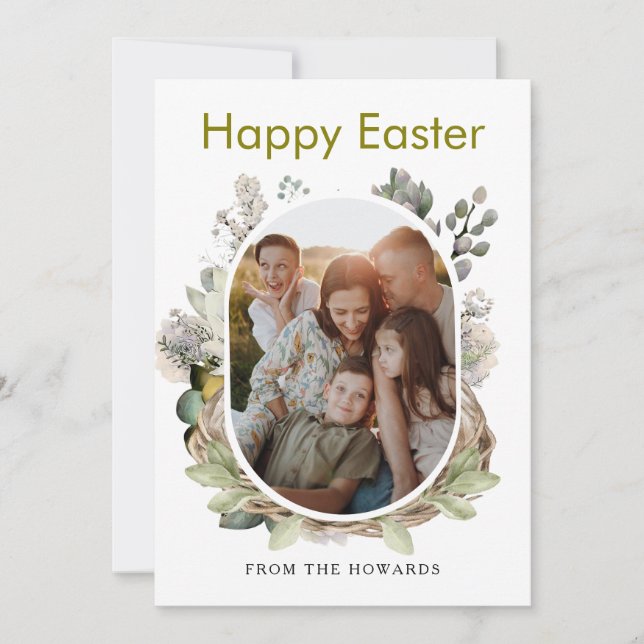 Cartes Pour Fêtes Annuelles Elegant Modern Floral Easter | Happy Easter Photo (Devant)
