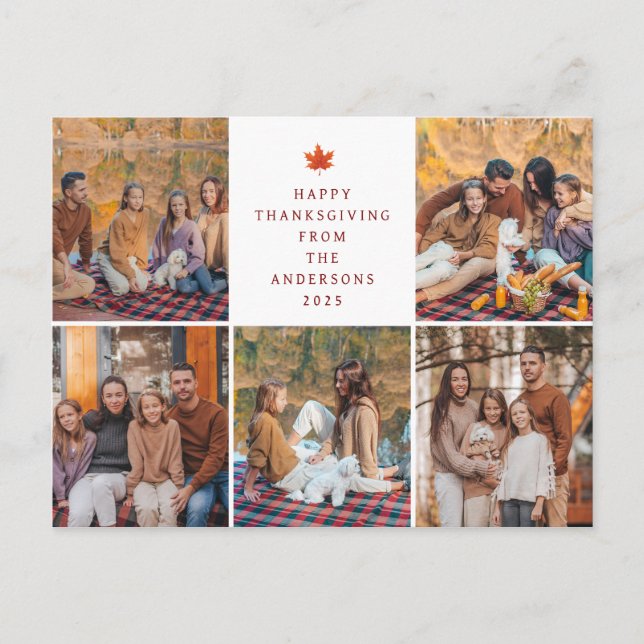 Cartes Pour Fêtes Annuelles Elegant Modern Happy Thanksgiving Autumn 5 Photo (Devant)