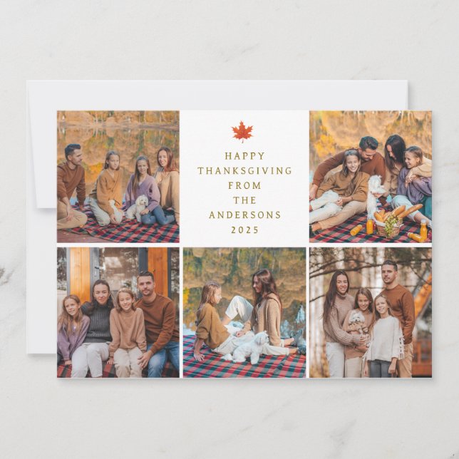 Cartes Pour Fêtes Annuelles Elegant Modern Happy Thanksgiving Autumn 5 Photo (Devant)