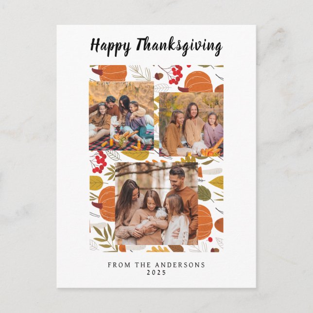 Cartes Pour Fêtes Annuelles Elegant Modern Happy Thanksgiving Autumn Photo (Devant)