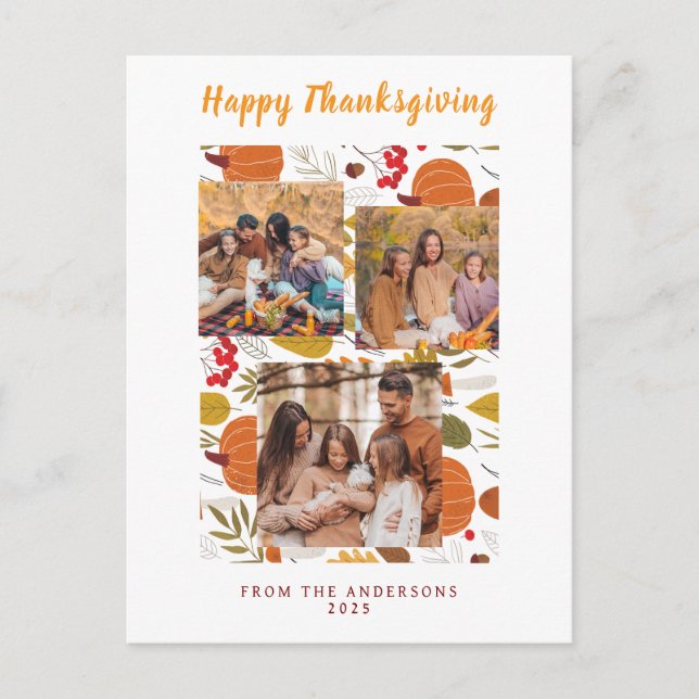 Cartes Pour Fêtes Annuelles Elegant Modern Happy Thanksgiving Autumn Photo (Devant)
