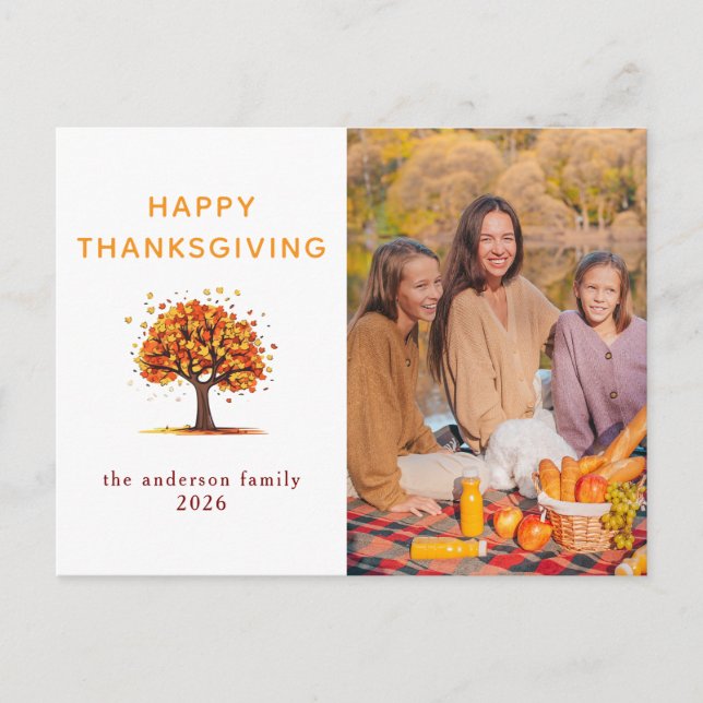 Cartes Pour Fêtes Annuelles Elegant Modern Happy Thanksgiving Autumn Photo (Devant)