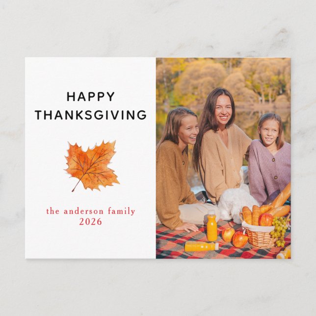 Cartes Pour Fêtes Annuelles Elegant Modern Happy Thanksgiving Autumn Photo (Devant)
