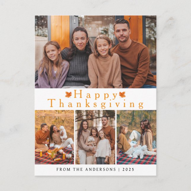 Cartes Pour Fêtes Annuelles Elegant Modern Happy Thanksgiving Autumn Photo (Devant)