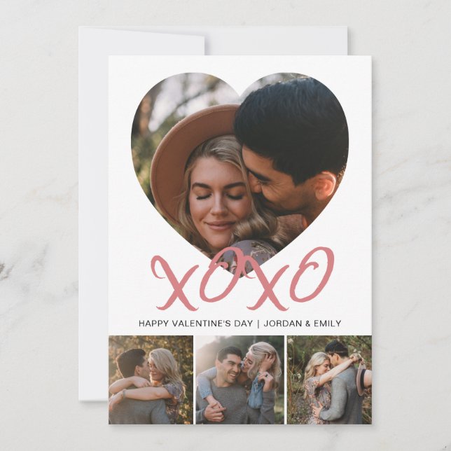 Cartes Pour Fêtes Annuelles Elegant Modern Happy Valentine's Day 4 Photo (Devant)