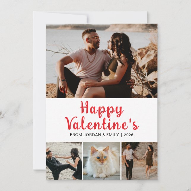 Cartes Pour Fêtes Annuelles Elegant Modern Happy Valentine's Day 4 Photo (Devant)