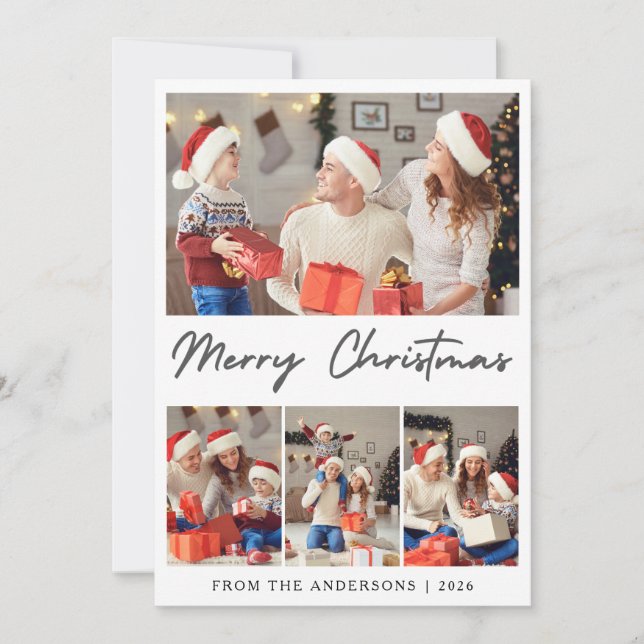 Cartes Pour Fêtes Annuelles Elegant Modern Minimalist Christmas Family Photo (Devant)