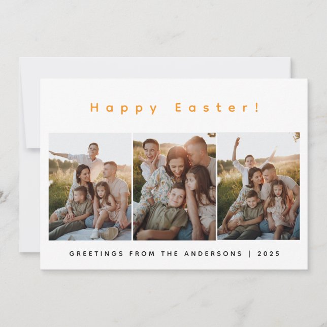 Cartes Pour Fêtes Annuelles Elegant Modern Minimalist Happy Easter 3 Photo (Devant)