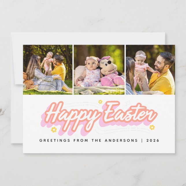 Cartes Pour Fêtes Annuelles Elegant Modern Minimalist Happy Easter 3 Photo (Devant)