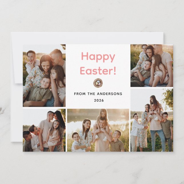 Cartes Pour Fêtes Annuelles Elegant Modern Minimalist Happy Easter 5 Photo (Devant)