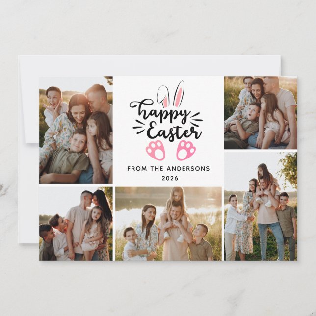 Cartes Pour Fêtes Annuelles Elegant Modern Minimalist Happy Easter 5 Photo (Devant)