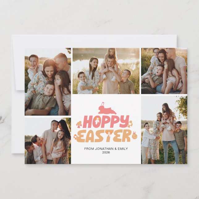 Cartes Pour Fêtes Annuelles Elegant Modern Minimalist Happy Easter 5 Photo (Devant)