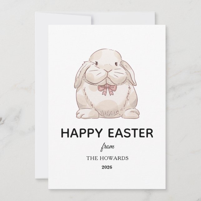 Cartes Pour Fêtes Annuelles Elegant Modern Simple Bunny Happy Easter Photo (Devant)
