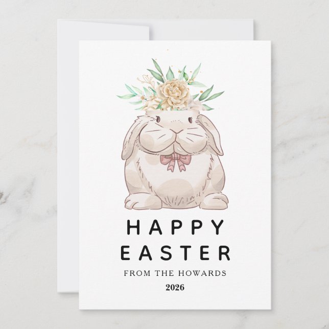 Cartes Pour Fêtes Annuelles Elegant Modern Simple Bunny Happy Easter Photo (Devant)