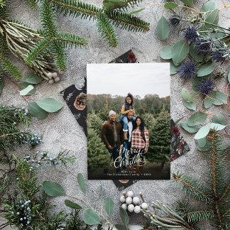 Cartes Pour Fêtes Annuelles Elegant moderne 1 photo Noël Script
