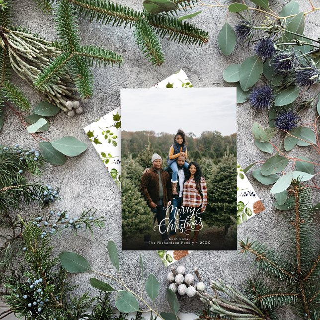 Cartes Pour Fêtes Annuelles Elegant moderne 1 photo Noël Script (Créateur téléchargé)